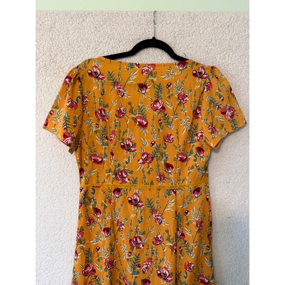 Umgee Floral Midi Dress Women Size M Mustard Yellow Boho Crochet Cottagecore - Picture 6 of 10